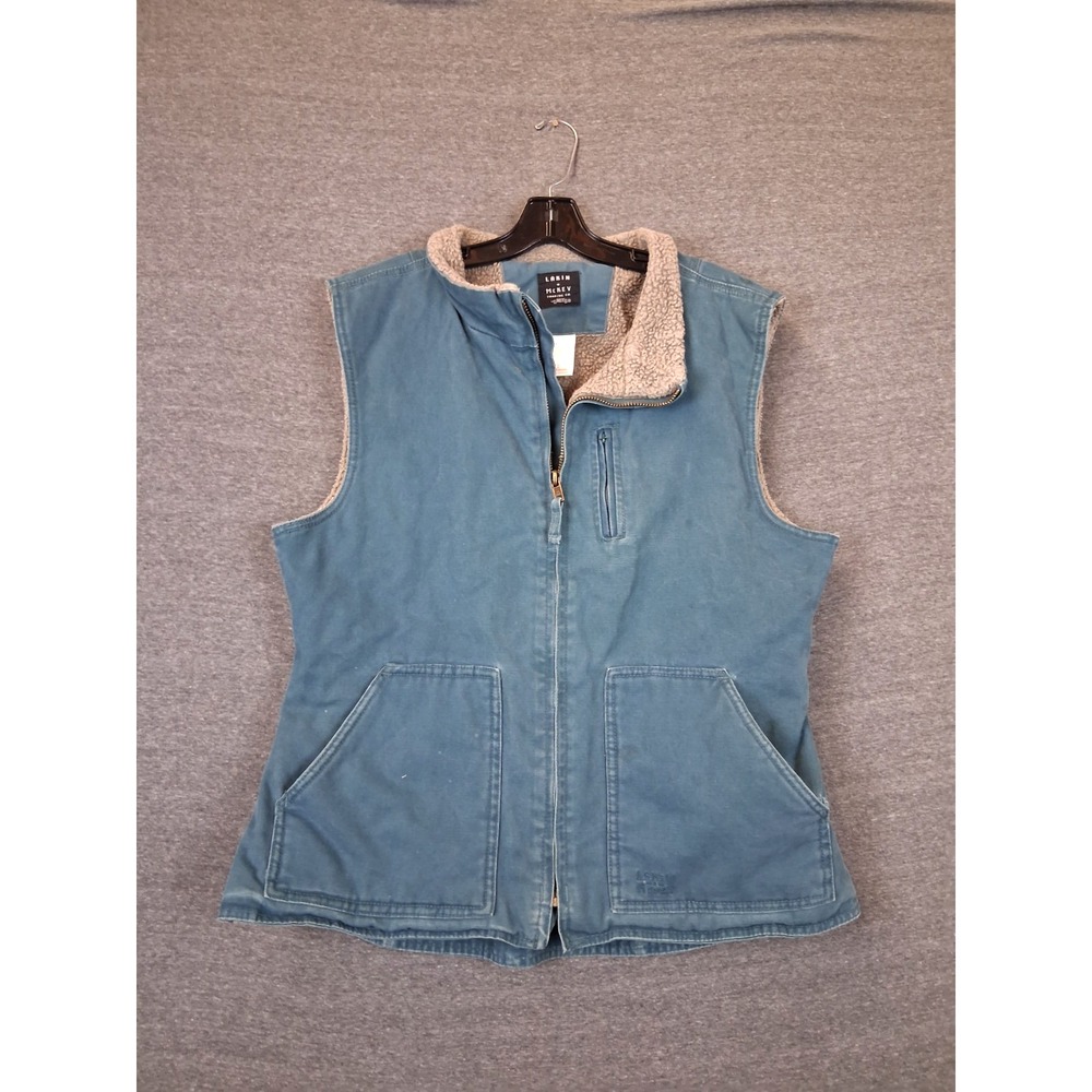 Lakin McKey Womens Jacket XL Blue Canvas Sherpa Lined Vest Workwear Rustic Ranch